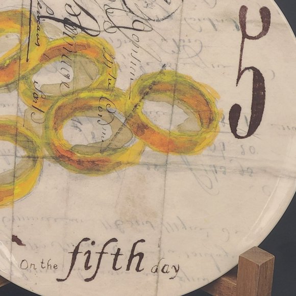 Williams-Sonoma 2009 "12 Days Of Christmas" Day 5 Salad Dessert Plates 8 3/4" - Picture 2 of 5